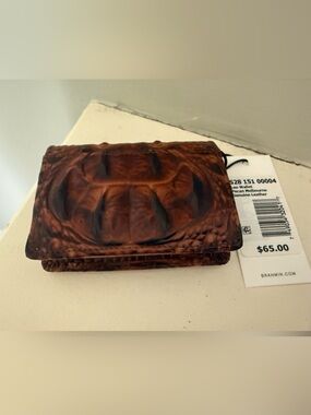 NWT Brahmin Leo Pecan Croc Embossed Bifold Wallet